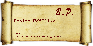Babitz Pólika névjegykártya
